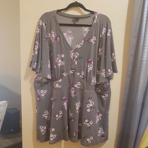 Torrid Grey Floral Print Top